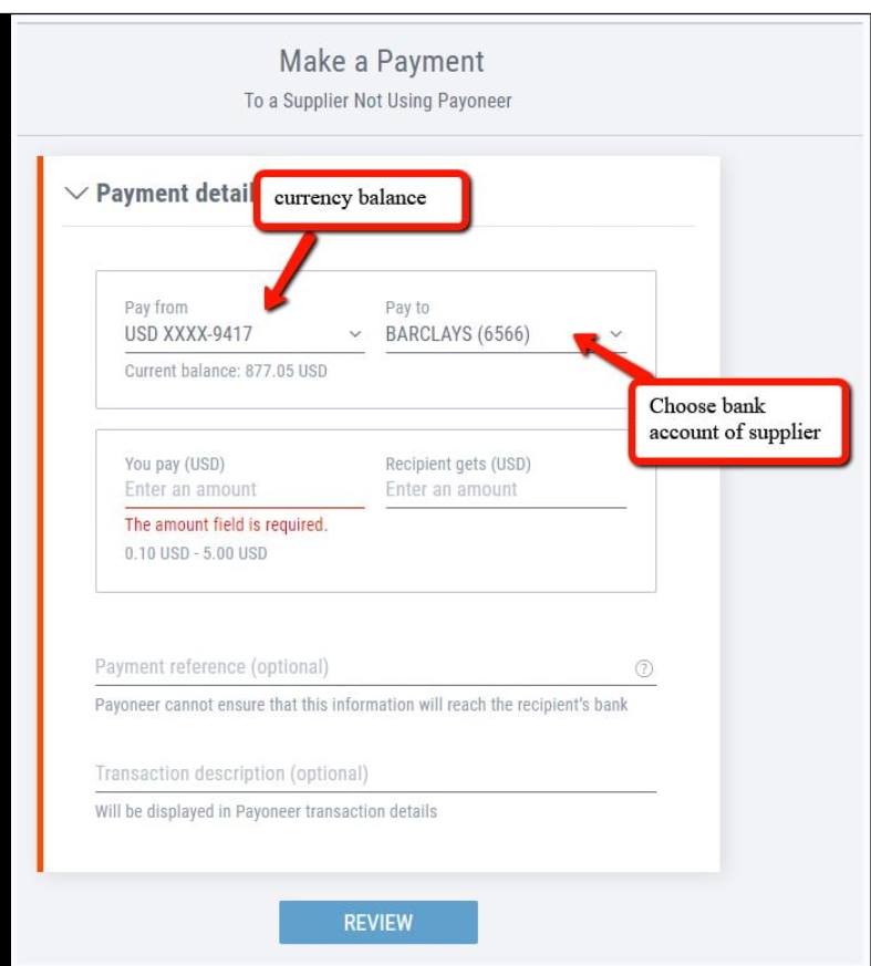 Hướng dẫn thực hiện thanh toán MAKE A PAYMENT của Payoneer