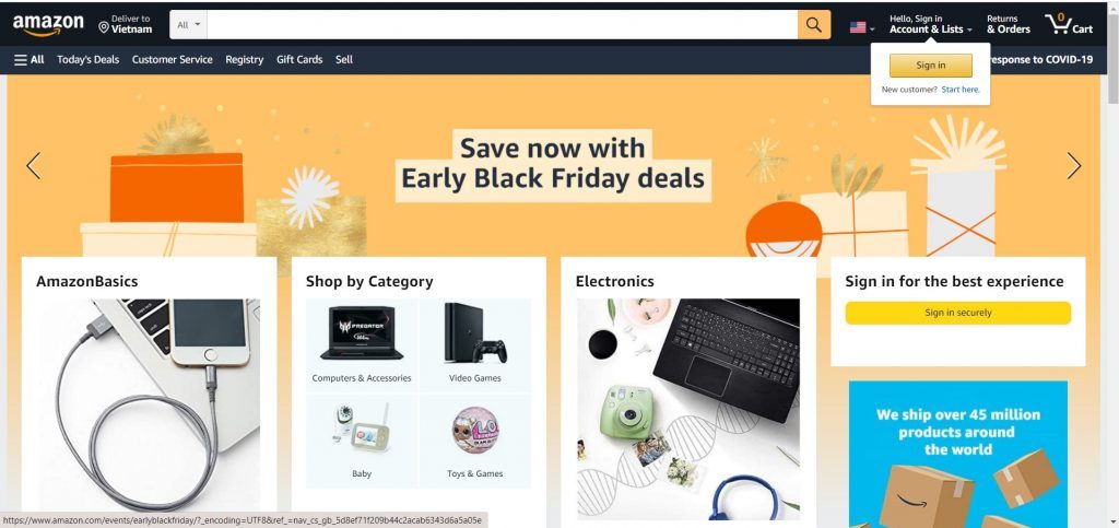 hình ảnh Giao diện website Amazon
