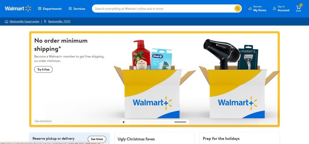 minh họa Giao diện website của Walmart